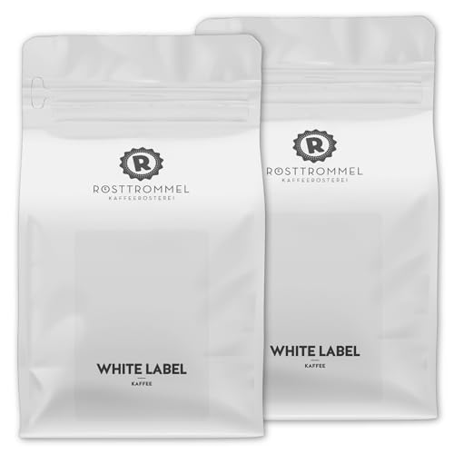 RÖSTTROMMEL WHITE LABEL - Special Blend KAFFEE, Ganze Kaffee-Bohnen 2x1kg, 100% Arabica, Röstung 4.5/10, Brasilien, Geschmack: mittelkräftig, Nuss, Schokolade von ROESTTROMMEL KAFFEERÖSTEREI