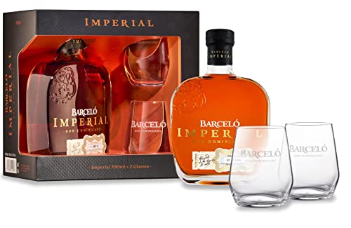 Ron Barceló Imperial Ron Dominicano Rum (1 x 0,7l) 38 % vol. - In edler Geschenkbox mit 2 Nosing Gläsern - Vielfach preisgekrönter, aromatischer Rum, blended in der Dominikanischen Republik von Ron Barceló