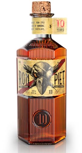 RON PIET RUM | 10 Jahre alter Rum aus Panama mit feinstem Rohrzucker | Single Barrel Rum aus Bourbon-Fässern | In Sechskant-Flasche | 1 x 0.5 l von RON PIET