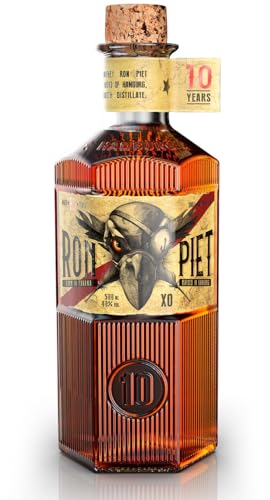 RON PIET RUM – 10 Jahre alter Rum aus Panama mit feinstem Rohrzucker, Single Barrel Rum aus Bourbon-Fässern, in Sechskant-Flasche, 1 x 0.5 l von RON PIET