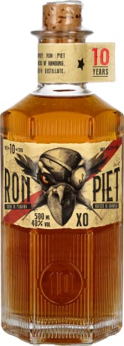 RON PIET RUM – 10 Jahre alter Rum aus Panama mit feinstem Rohrzucker, Single Barrel Rum aus Bourbon-Fässern, in Sechskant-Flasche, 1 x 0.5 l von RON PIET