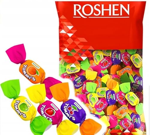 "Yummis" Weichkaramellen- Mischung in Geschmacksrichtungen Orange, Erdbeere, Apfel, Kirsche 1kg LOSE von ROSHEN