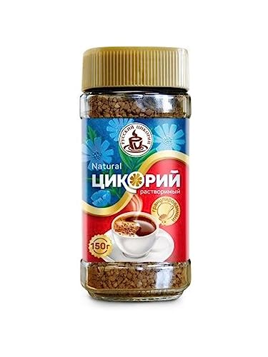Zichorie | löslich | Glas | 150g | granuliert | Kaffeeersatz | Russkij Tsikorij | Russischer Chicorée | koffeinfreies Getränk von ROSHEN