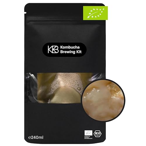 Kombucha Bio Scoby, sehr aktive Starterkultur mit Kombucha Pilz aus 100% Bio Tee, Erfolgsgarantie, zur Herstellung von 1,2 – 2,4 l, handgefertigt, vegan, glutenfrei, laktosefrei, 240 ml von ROY Kombucha Brewery Berlin