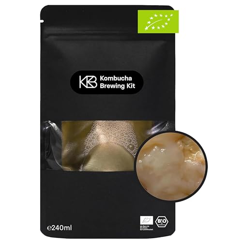 Kombucha Bio Scoby, sehr aktive Starterkultur mit Kombucha Pilz aus 100% Bio Tee, Erfolgsgarantie, zur Herstellung von 1,2 – 2,4 l Kombucha, handgefertigt, vegan, glutenfrei, laktosefrei, 240 ml von ROY Kombucha Brewery Berlin