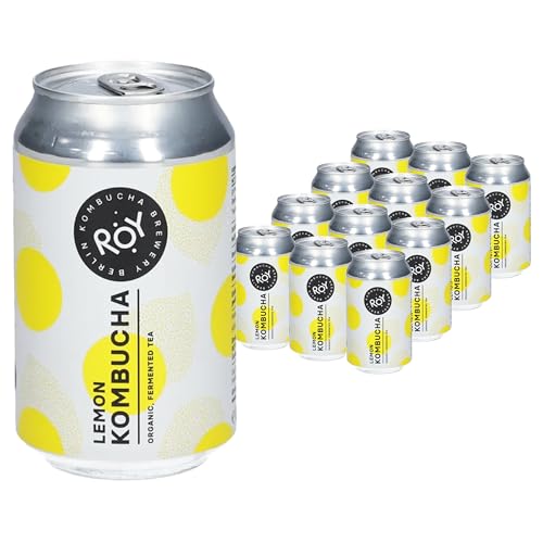 ROY Kombucha Lemon Bio, 12 Dosen à 330 ml Bio Kombucha mit Zitrone, handgefertigt in unserer Berliner Brauerei, vegan, glutenfrei, laktosefrei, 12er Pack, inkl. 3,00 € Pfand von ROY Kombucha Brewery Berlin