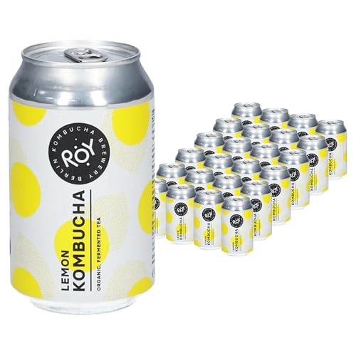 ROY Kombucha Lemon Bio, 24 Dosen à 330 ml Bio Kombucha mit Zitrone, handgefertigt in unserer Berliner Brauerei, vegan, glutenfrei, laktosefrei, 24er Pack, inkl. 6,00 € Pfand von ROY Kombucha Brewery Berlin