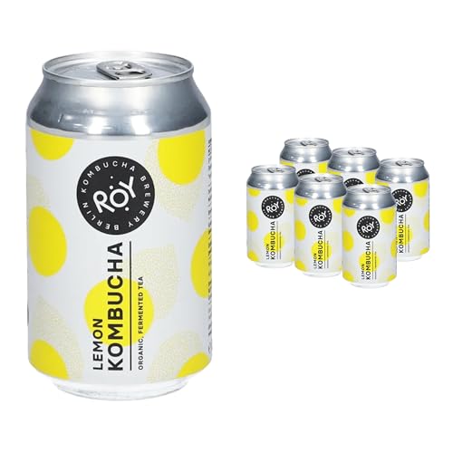 ROY Kombucha Lemon Bio, 6 Dosen à 330 ml Bio Kombucha mit Zitrone, handgefertigt in unserer Berliner Brauerei, vegan, glutenfrei, laktosefrei, 6er Pack, inkl. Pfand von ROY Kombucha Brewery Berlin