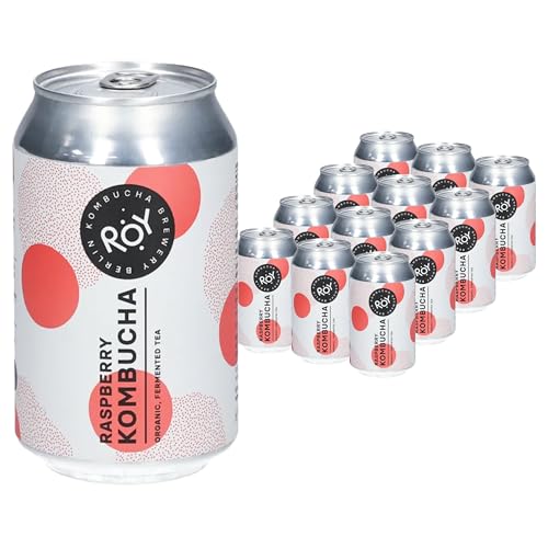 ROY Raspberry Kombucha Bio, 12 Dosen à 330 ml Bio Kombucha mit Himbeere, handgefertigt in unserer Berliner Brauerei, vegan, glutenfrei, laktosefrei, 12er Pack, inkl. Pfand von ROY Kombucha Brewery Berlin