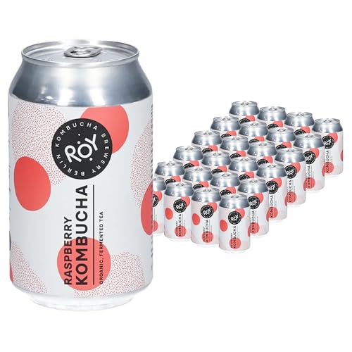 ROY Raspberry Kombucha Bio, 24 Dosen à 330 ml Bio Kombucha mit Himbeere, handgefertigt in unserer Berliner Brauerei, vegan, glutenfrei, laktosefrei, 24er Pack, inkl. Pfand von ROY Kombucha Brewery Berlin