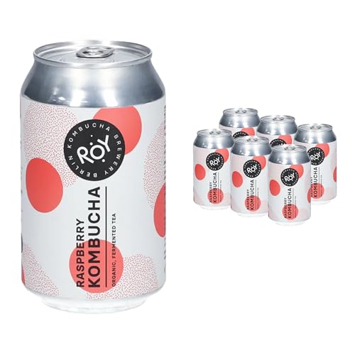 ROY Raspberry Kombucha Bio, 6 Dosen à 330 ml Bio Kombucha mit Himbeere, handgefertigt in unserer Berliner Brauerei, vegan, glutenfrei, laktosefrei, 6er Pack, inkl. Pfand von ROY Kombucha Brewery Berlin