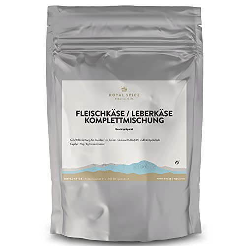 Royal Spice Leberkäse/Fleischkäse Gewürzmischung 435g inkl. Kutterhilfsmittel mit Umrötung & Nitrit Pökelsalz - Für bis zu 15 Kg Gesamtmasse! - Bayrischer Leberkaes mit knuspriger Kruste von ROYAL SPICE bbq rubs & spices