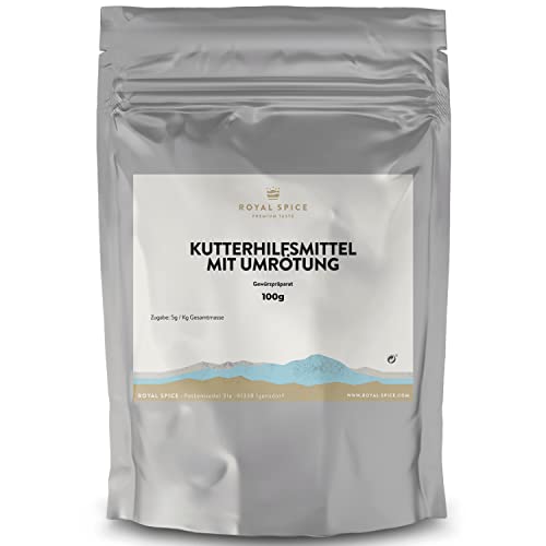 Royal Spice Kutterhilfsmittel mit Umrötung 100g - 100g, 500g & 1kg - Ultra ergiebig für bis zu 20kg - Zur Herstellung von Brühwürsten, Leberkäse, Aufschnitt, Bierschinken mit Pökelsalz von ROYAL SPICE bbq rubs & spices