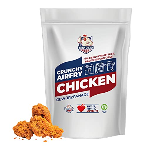 Major-Chicken - CRUNCHY AIRFRY CHICKEN Gewürzpanade/Hähnchen Marinade 200g - Für die Heissluftfritteuse, Backofen & Grill! Originaler Fried Chicken Geschmack durch Paniermischung ganz ohne Fett! von ROYAL SPICE bbq rubs & spices