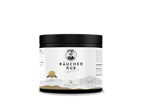 Räucher Rub von Grillweltmeister Klaus Breinig perfekter für Smoker Kugelgrill Gasgrill und Pelletsmoker. Für alle Arten von Fleisch, Pulled Pork, Brisket und Ribs (350 Gramm Dose) von ROYAL SPICE