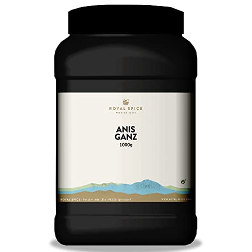 Royal Spice Anis Ganz 1000g - Anis Samen Ganz für den Einsatz zum Kochen & Backen und Herstellung von Tee & Likör - 100g, 300g & 1kg - Anissamen Ganz in Spitzenqualität aus dem Hauptanbaugebiet Royal Spice Anis Ganz 1000g - Anis Samen Ganz für den Einsatz zum Kochen & Backen und Herstellung von Tee & Likör - 100g, 300g & 1kg - Anissamen Ganz in Spitzenqualität aus dem Hauptanbaugebiet von ROYAL SPICE