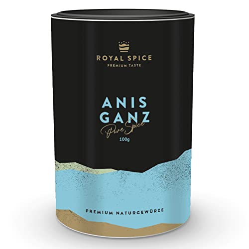 Royal Spice Anis Ganz 100g - Anis Samen Ganz für den Einsatz zum Kochen & Backen und Herstellung von Tee & Likör - 100g, 300g & 1kg - Anissamen Ganz in Spitzenqualität aus dem Hauptanbaugebiet Royal Spice Anis Ganz 100g - Anis Samen Ganz für den Einsatz zum Kochen & Backen und Herstellung von Tee & Likör - 100g, 300g & 1kg - Anissamen Ganz in Spitzenqualität aus dem Hauptanbaugebiet von ROYAL SPICE