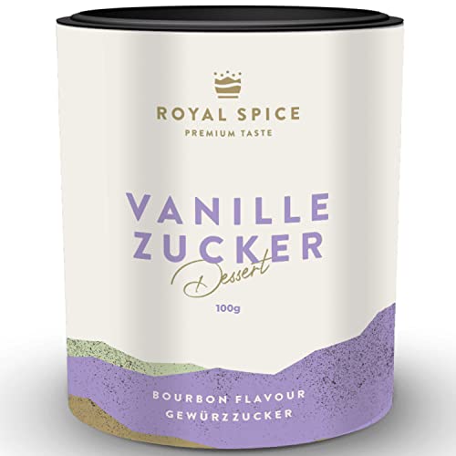 Royal Spice Bourbon Vanillezucker 100g - Mit echter Bourbon Vanille - Ersetzt künstlichen Vanillinzucker beim Backen, Süßspeisen, als Topping für Backwaren, Kekse & Desserts, Pfannkuchen & Vanilleeis von ROYAL SPICE bbq rubs & spices