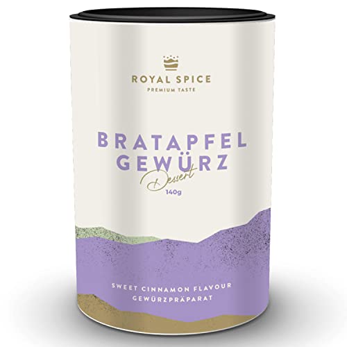 Royal Spice Bratapfel Gewürz 140g - Aromatische herbstlich-winterliche Gewürzmischung verfeinert & würzt perfekt - Für Bratapfel, Kaiserschmarrn, Grießbrei, Milchreis, Heiß-Getränke & Joghurts von ROYAL SPICE bbq rubs & spices