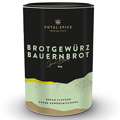 Royal Spice Brotgewürz Bauernbrot 80g - Grobe, Rustikale Brotgewürzmischung für herzhaftes Bauernbrot & alle deftigen Brotteige - Einzigartige Geschmacksvielfalt durch grobe Zwiebel & Schwarzkümmel von ROYAL SPICE bbq rubs & spices