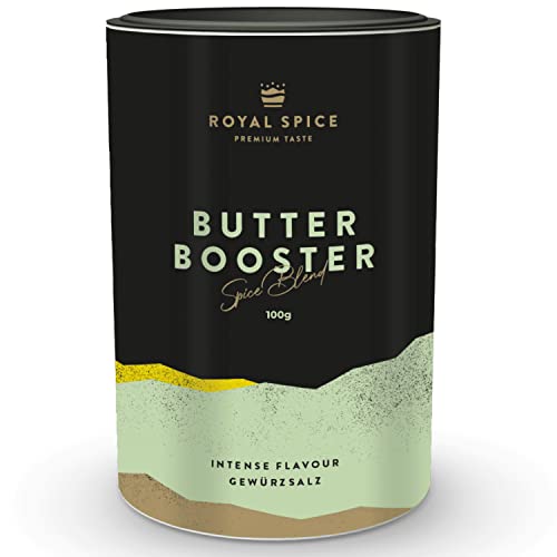 Royal Spice Butter Gewürz "Butter Booster" 100g - Gewürzbutter & Kräuterbutter Gewürz zum Butter selber machen - Gewürzsalz Pikant & würzig für deftiges Topping für Butter/Kräuterbutter oder Dips Royal Spice Butter Gewürz "Butter Booster" 100g - Gewürzbutter & Kräuterbutter Gewürz zum Butter selber machen - Gewürzsalz Pikant & würzig für deftiges Topping für Butter/Kräuterbutter oder Dips von ROYAL SPICE