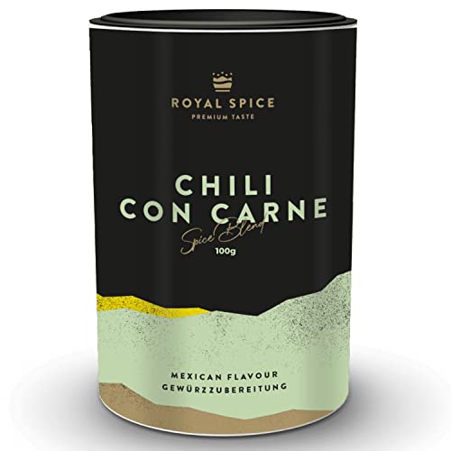 Royal Spice Chili con Carne Gewürzmischung 100g - Traditionelles, würziges & kräuterfrisches Chili con Carne Gewürz für Chiliconcarne, Hackfleisch, Burritos & Tacos - Für Dutch Oven & Kochtopf von ROYAL SPICE