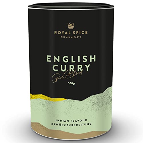 Royal Spice - English Curry Gewürz 100g - Aromatisches, Gelbes Curry Pulver nach Englischer Rezeptur mit dem typisch würzigen, leicht scharfen Geschmack - Curry Pulver mild von ROYAL SPICE bbq rubs & spices