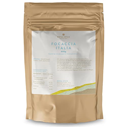 Royal Spice Focaccia Italia Backmischung 800g - Original italienische Focaccia Backmischung für leckere Focaccia wie auf den Straßen Mailands oder Roms - Ganz einfach und schnell im Handumdrehen Royal Spice Focaccia Italia Backmischung 800g - Original italienische Focaccia Backmischung für leckere Focaccia wie auf den Straßen Mailands oder Roms - Ganz einfach und schnell im Handumdrehen von ROYAL SPICE