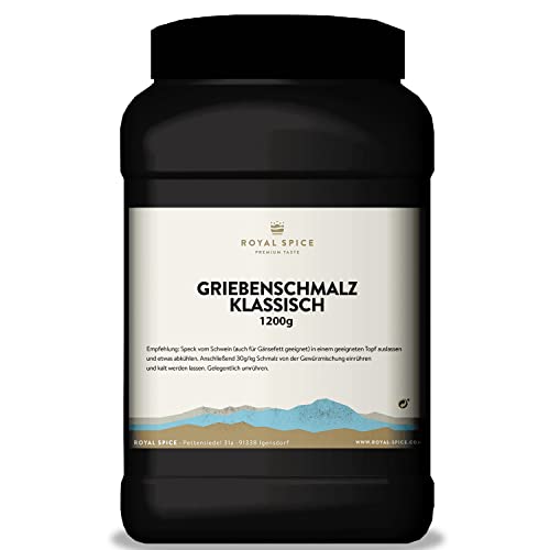 Royal Spice Griebenschmalz Gewürz 1200g - Klassisch - Traditionell, angenehm-pfeffrig, rustikal mit deftigen Röstzwiebeln mit der Rezeptur nach Omas hausgemachten Original-Griebenschmalz von ROYAL SPICE