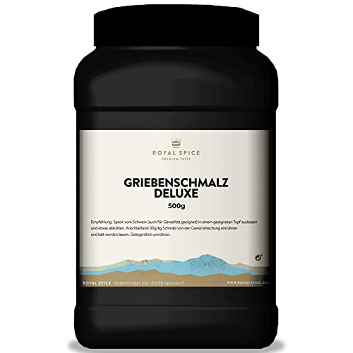 Royal Spice Griebenschmalz Gewürz 500g - Deluxe - Traditionell, angenehm-pfeffrig, rustikal mit deftigen Röstzwiebeln mit der Rezeptur nach Omas hausgemachten Original-Griebenschmalz von ROYAL SPICE