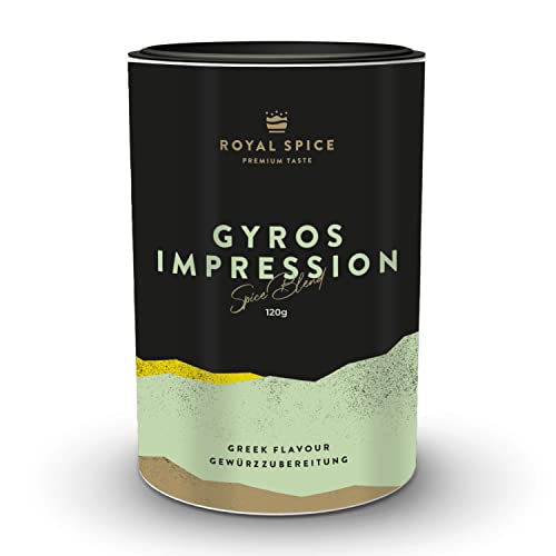 Royal Spice Gyros Impression 120g - Gyros Gewürz, Döner Gewürz & Grillgewürz - Griechische Gewürzmischung & Gyrosgewürz für Gyros, Döner Fleisch/Drehspieß, Souvlaki, Leber, Steak, Lamm & Feta Royal Spice Gyros Impression 120g - Gyros Gewürz, Döner Gewürz & Grillgewürz - Griechische Gewürzmischung & Gyrosgewürz für Gyros, Döner Fleisch/Drehspieß, Souvlaki, Leber, Steak, Lamm & Feta von ROYAL SPICE