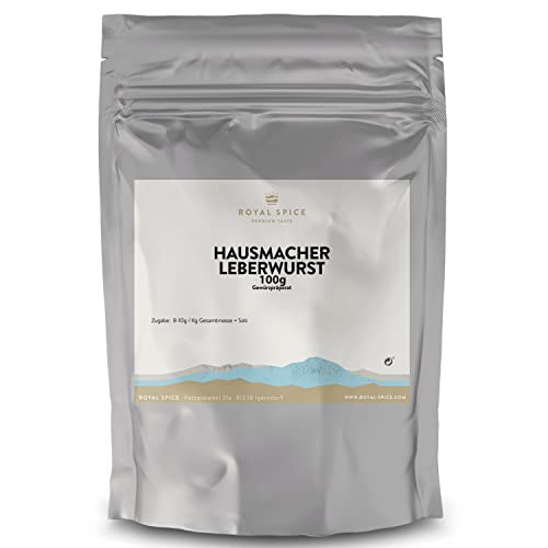 Royal Spice Hausmacher Leberwurst Gewürz 100g - Intensiv, traditionell & rustikal - Leberwurstgewürz/Würzung für grobe frische Leberwürste & Konserven - Sichtbare Majoran-Einlage & kräftige Gewürze Royal Spice Hausmacher Leberwurst Gewürz 100g - Intensiv, traditionell & rustikal - Leberwurstgewürz/Würzung für grobe frische Leberwürste & Konserven - Sichtbare Majoran-Einlage & kräftige Gewürze von ROYAL SPICE
