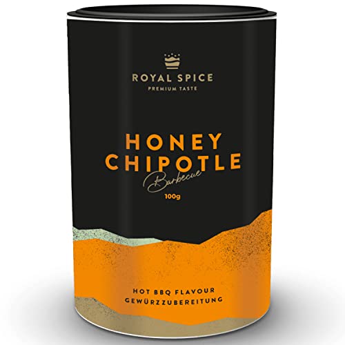 Royal Spice Honey Chipotle 100g - BBQ Rub Rauchig scharf mit süßem Honig - Außergewöhnlich lecker & perfekt für Ribs/Rippchen, Brisket & Chicken Wings - Allrounder Gewürz für Geflügel, Schwein & Co von ROYAL SPICE bbq rubs & spices