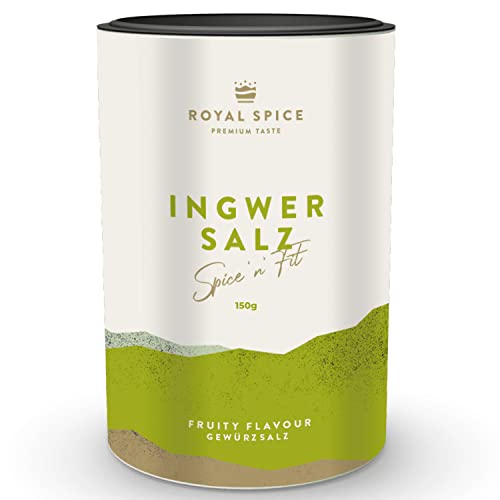 Royal Spice Ingwer Salz 150g - Gewürzsalz mit perfektem Crunch durch hochqualitatives, deutsches Steinsalz - Fruchtig & würzig mit Ingwer & bestem Ceylon Zimt - Ohne zugesetzten Zucker von ROYAL SPICE bbq rubs & spices