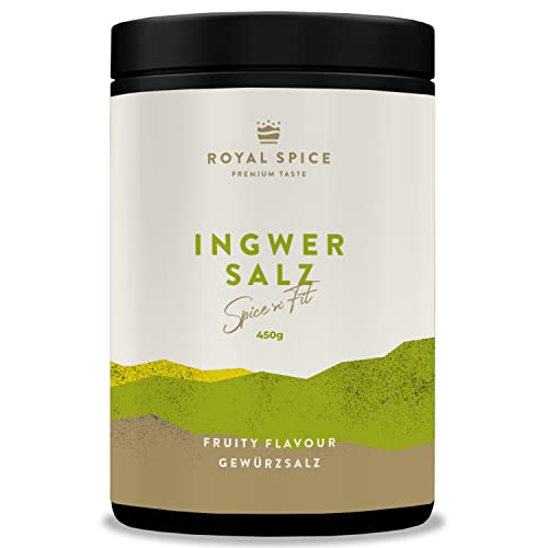 Royal Spice Ingwer Salz 450g - Gewürzsalz mit perfektem Crunch durch hochqualitatives, deutsches Steinsalz - Fruchtig & würzig mit Ingwer & bestem Ceylon Zimt - Ohne zugesetzten Zucker von ROYAL SPICE