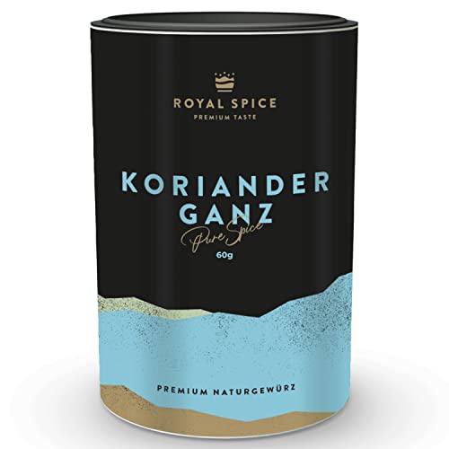 Royal Spice Koriander Ganz 60g - 100% Koriandersamen Ganz ohne Zusätze - Sehr vielseitig einsetzbares Koriander Saatgut / Koriandersamen für die Mühle zum Backen, Wurstherstellung & Currymischungen Royal Spice Koriander Ganz 60g - 100% Koriandersamen Ganz ohne Zusätze - Sehr vielseitig einsetzbares Koriander Saatgut / Koriandersamen für die Mühle zum Backen, Wurstherstellung & Currymischungen von ROYAL SPICE