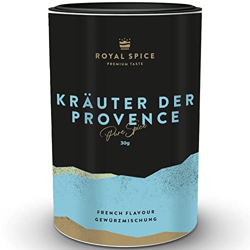 Royal Spice Kräuter der Provence 30g - Vollaromatische würzige Kräutermischung ohne Zusätze - Ideales Gewürz für Gemüse, Kräuterbutter, Fleisch, Fisch, Suppen & viele weitere mediterrane Gerichte von ROYAL SPICE bbq rubs & spices