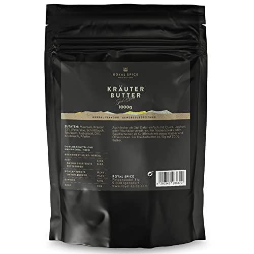 Royal Spice Kräuterbutter Gewürz 1kg - Kräuterbutter Gewürzmischung für Kräuterbutter, Grillbutter, Gewürzbutter, Dips, Aufstriche oder zu Salaten & Bowls - Kräuterbutter selber machen von ROYAL SPICE