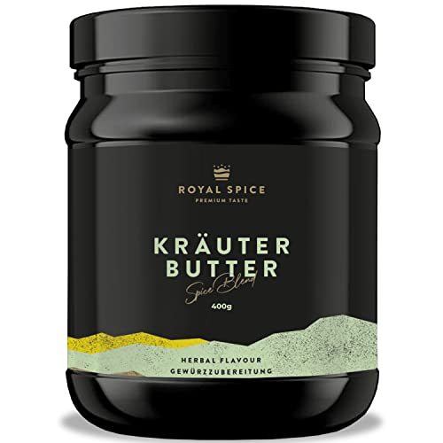 Royal Spice Kräuterbutter Gewürz 400g - Kräuterbutter Gewürzmischung für Kräuterbutter, Grillbutter, Gewürzbutter, Dips, Aufstriche oder zu Salaten & Bowls - Kräuterbutter selber machen Royal Spice Kräuterbutter Gewürz 400g - Kräuterbutter Gewürzmischung für Kräuterbutter, Grillbutter, Gewürzbutter, Dips, Aufstriche oder zu Salaten & Bowls - Kräuterbutter selber machen von ROYAL SPICE