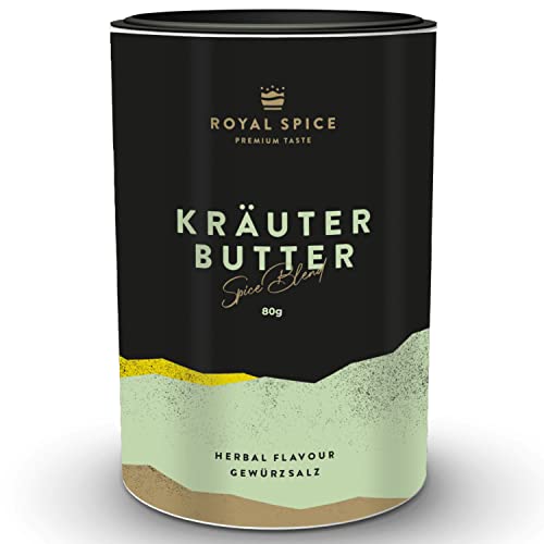 Royal Spice Kräuterbutter Gewürz 80g - Kräuterbutter Gewürzmischung für Kräuterbutter, Grillbutter, Gewürzbutter, Dips, Aufstriche oder zu Salaten & Bowls - Kräuterbutter selber machen von ROYAL SPICE bbq rubs & spices