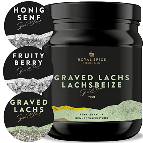 Royal Spice Lachsbeize Graved Lachs 750g - Lachs Beize Trockenmarinade - Traditionelle Beize mit kräftigem Dill - Einfache Anwendung & Perfekte Ergebnisse auch ohne Räuchern von ROYAL SPICE