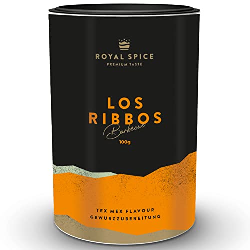 Royal Spice Los Ribbos BBQ Gewürz 100g - Mexikanischer Flair mit herrlicher Schärfe aus echten Jalapenos ideal für Ribs & Chicken Wings, Geflügel & Schwein - Fruchtige Schärfe & aromatische Kräuter Royal Spice Los Ribbos BBQ Gewürz 100g - Mexikanischer Flair mit herrlicher Schärfe aus echten Jalapenos ideal für Ribs & Chicken Wings, Geflügel & Schwein - Fruchtige Schärfe & aromatische Kräuter von ROYAL SPICE