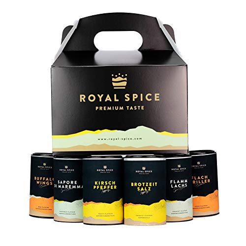 Royal Spice - Nice to Spice Box 630g - BBQ Gewürze Geschenkset/Probierset - Gewürze Set aus 6 einzigartige Gewürzmischungen & Trockenmarinaden/Rubs von ROYAL SPICE