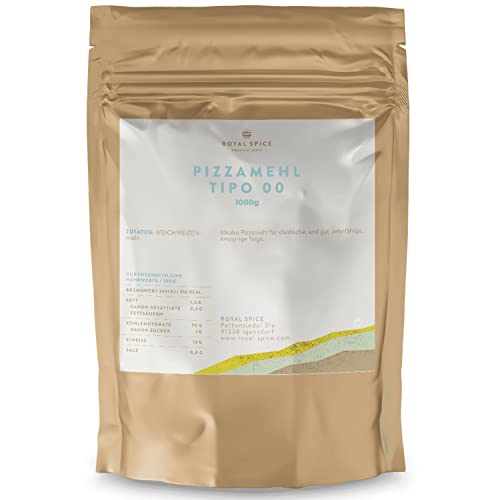 Royal Spice Pizzamehl Tipo 00 Farina 1kg - Pizzamehl Typ 00 für elastische & gut dehnfähige, knusprige Teige - Ideal für Pizza, Pasta & andere traditionelle herzhafte & süße Spezialitäten von ROYAL SPICE bbq rubs & spices