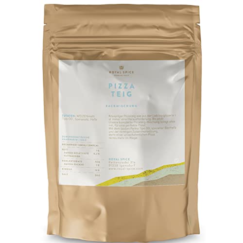 Royal Spice Pizzateig Backmischung 1kg - Fertige Pizza Backmischung für Knusprigen Pizza Teig wie aus der Lieblingspizzeria - Original Pizza Mehl Farina Tipo 00, spezielle Bierhefe & Zusammensetzung von ROYAL SPICE bbq rubs & spices