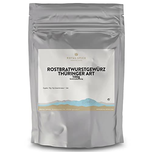 Royal Spice Rostbratwurst Gewürz Thüringer Art - 100g Gewürzmischung für frische und original Thüringer Rostbratwurst - Bratwurst Gewürz mit hervorragendem Geschmack nach echtem Originalrezept von ROYAL SPICE