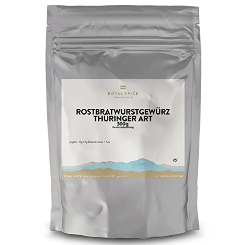 Royal Spice Rostbratwurst Gewürz Thüringer Art - 300g Gewürzmischung für frische und original Thüringer Rostbratwurst - Bratwurst Gewürz mit hervorragendem Geschmack nach echtem Originalrezept von ROYAL SPICE