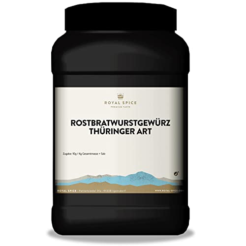 Royal Spice Rostbratwurst Gewürz Thüringer Art - 600g Gewürzmischung für frische und original Thüringer Rostbratwurst - Bratwurst Gewürz nach echtem Originalrezept - in praktischer Metzger Schüttdose von ROYAL SPICE