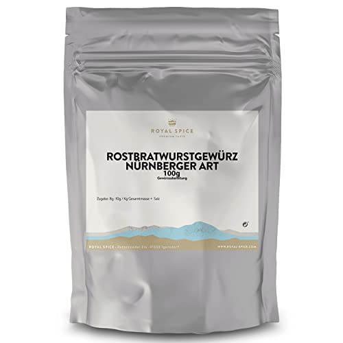 Royal Spice Rostbratwurst Gewürz Nürnberger Art - 100g Gewürzmischung für frische, original Nürnberger Rostbratwürste - Bratwurst Gewürz mit Traditionellem Geschmack nach echtem Originalrezept (100 g) Royal Spice Rostbratwurst Gewürz Nürnberger Art - 100g Gewürzmischung für frische, original Nürnberger Rostbratwürste - Bratwurst Gewürz mit Traditionellem Geschmack nach echtem Originalrezept (100 g) von ROYAL SPICE