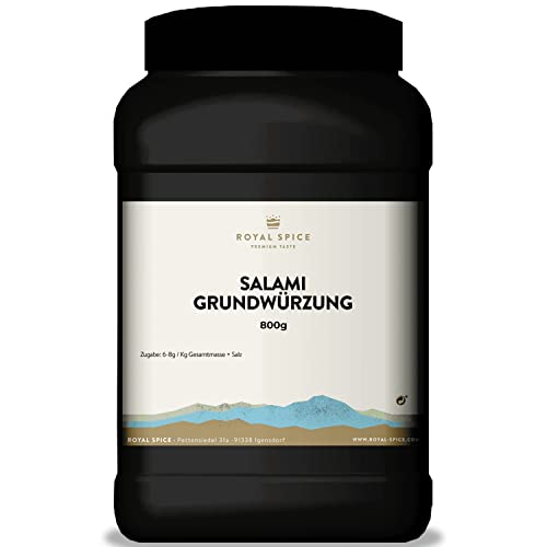 Royal Spice Salami Gewürzmischung/Grundwürzung 800g - Typisch-aromatische Basiswürzung für klassische Salami und Dauerwaren - Salami Gewürz ohne Starterkulturen & ohne GDL Royal Spice Salami Gewürzmischung/Grundwürzung 800g - Typisch-aromatische Basiswürzung für klassische Salami und Dauerwaren - Salami Gewürz ohne Starterkulturen & ohne GDL von ROYAL SPICE